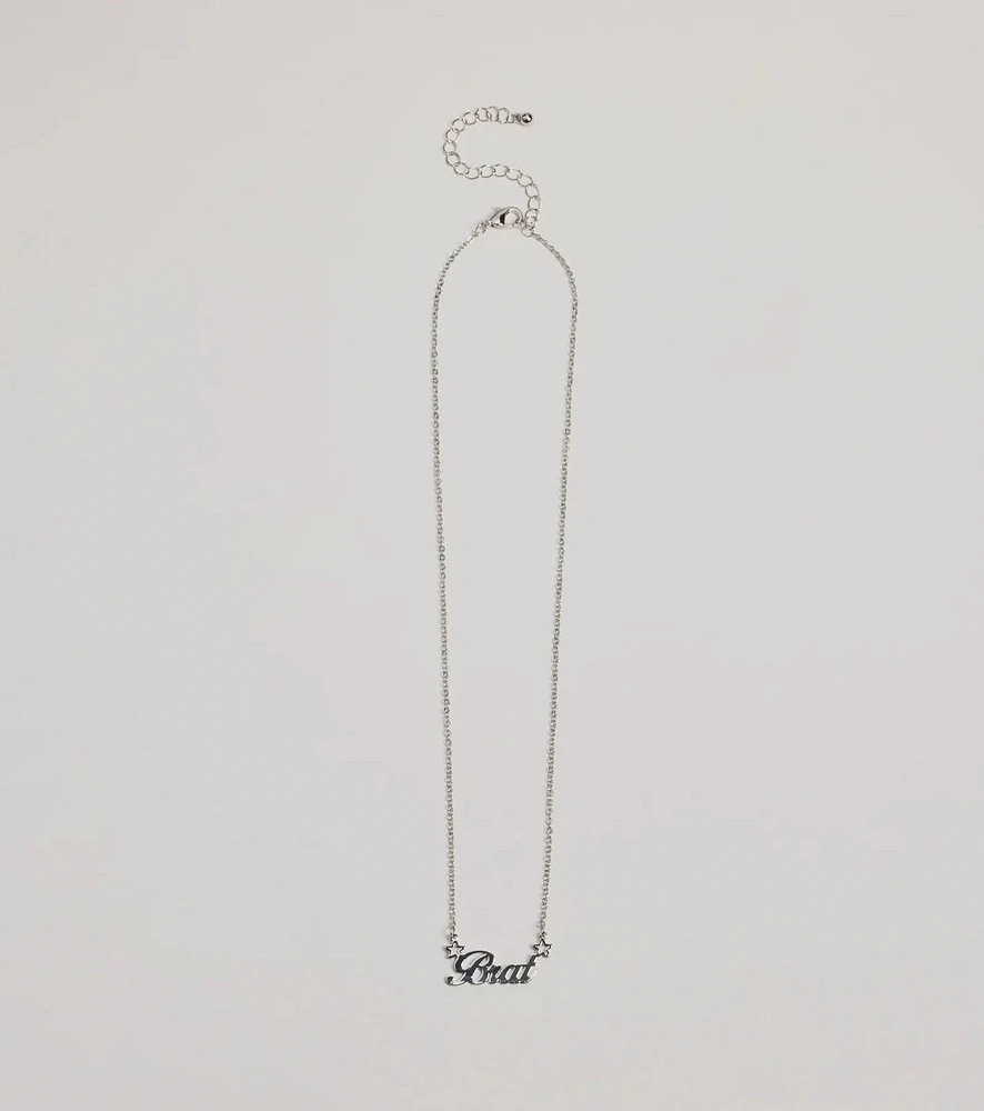 Brat Script Dainty Chain Necklace