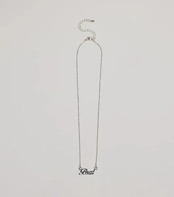 Brat Script Dainty Chain Necklace