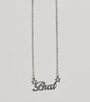 Brat Script Dainty Chain Necklace