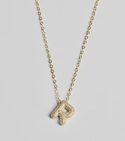 Bubble Letter Monogram Rhinestone Necklace
