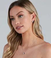 Cubic Zirconia Teardrop Necklace And Studs