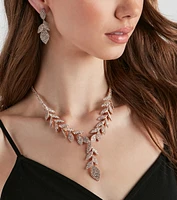 Luxe Leaf Lariat And Duster Earrings