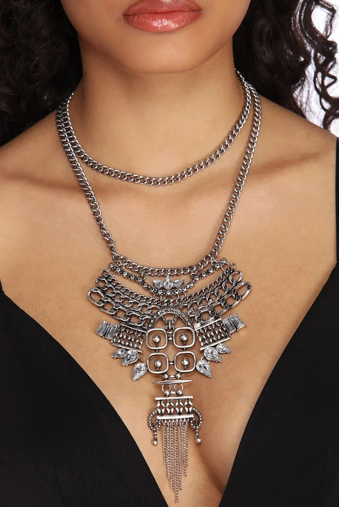 Bohemian Rhinestone Bib Necklace