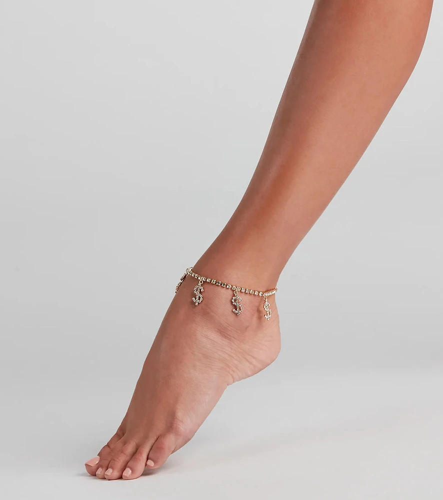 Money Talks Rhinestone Anklet