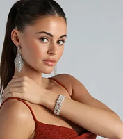 Love The Luxe Rhinestone Leaf Cuff Bracelet