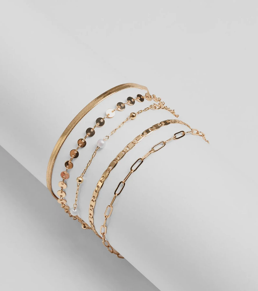 Chic Aesthetic Five-Pack Bracelet Set