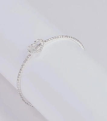 With Love Rhinestone Memory Wire Heart Bracelet