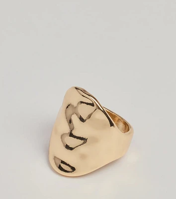 Modern Chic Hammered Statement Ring