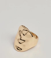 Modern Chic Hammered Statement Ring