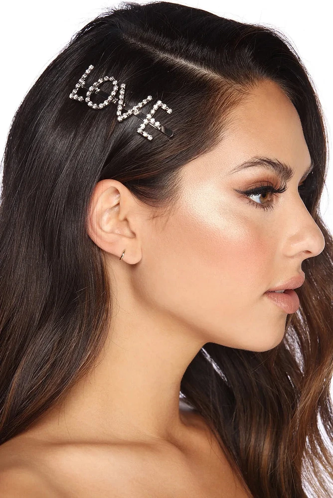 Love Rhinestone Hair Pin