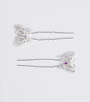 Ethereal Glamour Rhinestone Butterfly Hair Pins