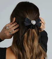 Heart Charm Bow Hair Scrunchie