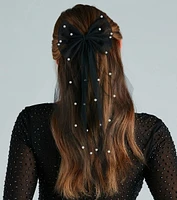 Charming Touch Faux Pearl Tulle Bow Hair Clip