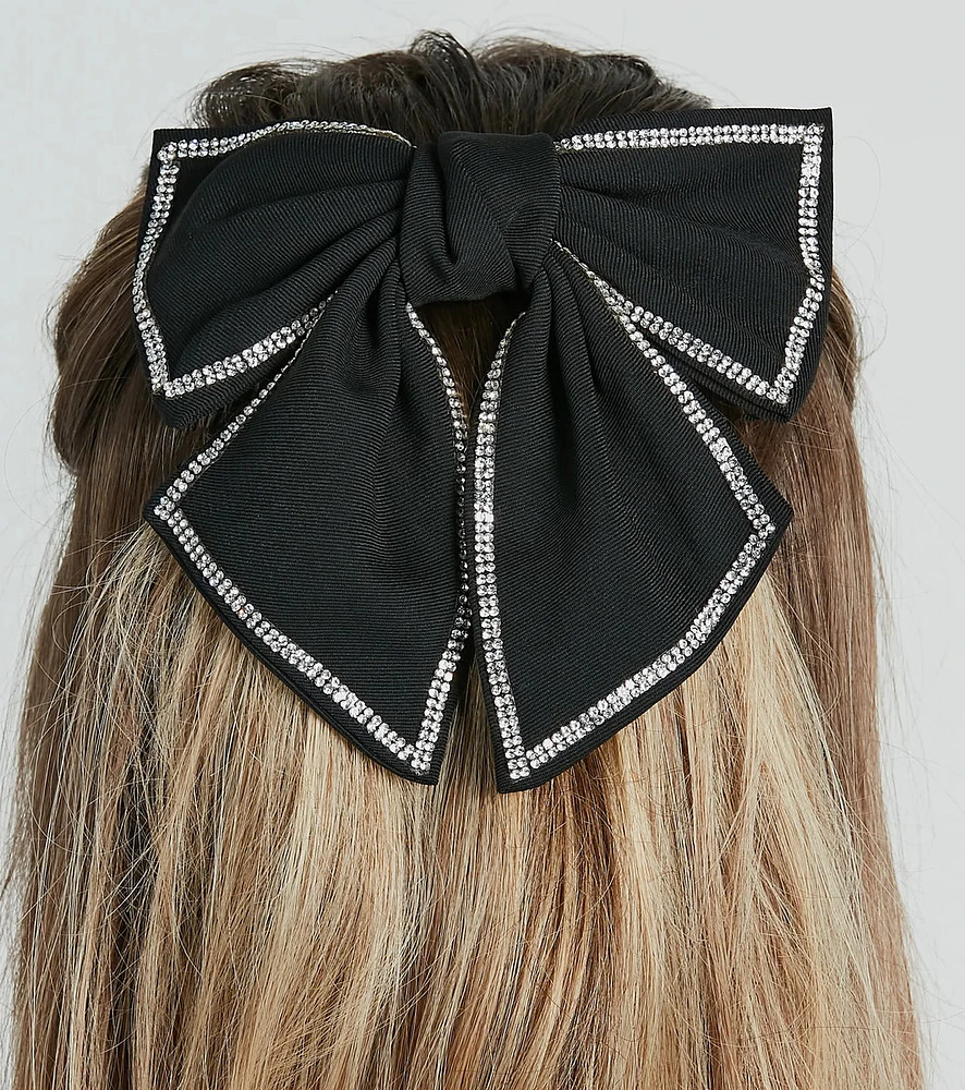 Adorably Chic Rhinestone Bow Barrette