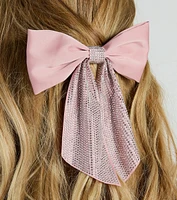 Glam Aesthetic Rhinestone Satin Bow Hairclip