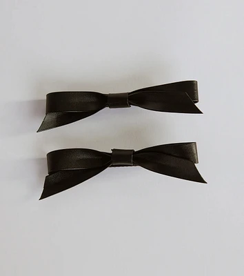 Stunning Extra Faux Leather Bow Barrettes