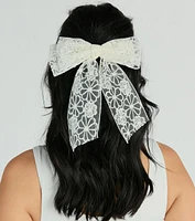 Darling Chic Floral Tulle Hair Bow Clip