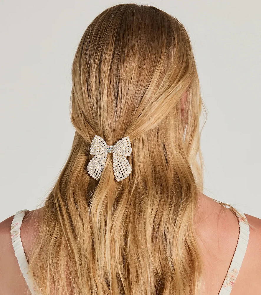 Charming Hour Faux Pearl Bow Hair Clip