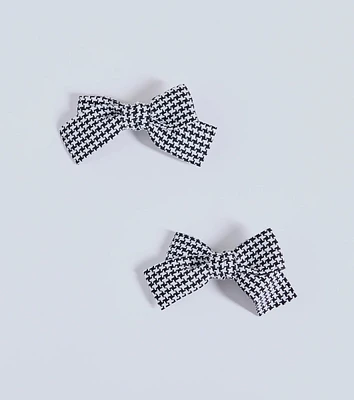 Elevated Attire Houndstooth Hair Bow Clip Set