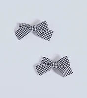 Elevated Attire Houndstooth Hair Bow Clip Set