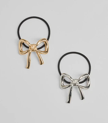 Sleek Charm Two-Pack Hair Bow Elastic Set