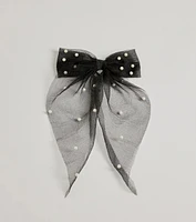 Adorable And Chic Pearl Detail Hair Bow Clip