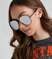 Sleek Factor Mirror Aviator Sunglasses