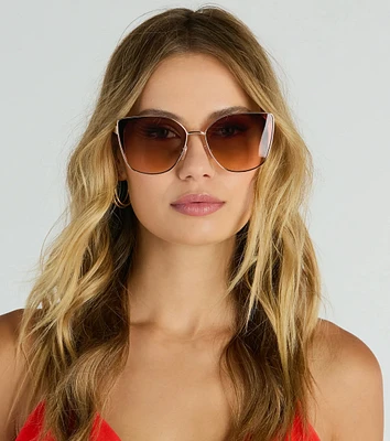 Sleek Icon Oversized Cat-Eye Sunglasses