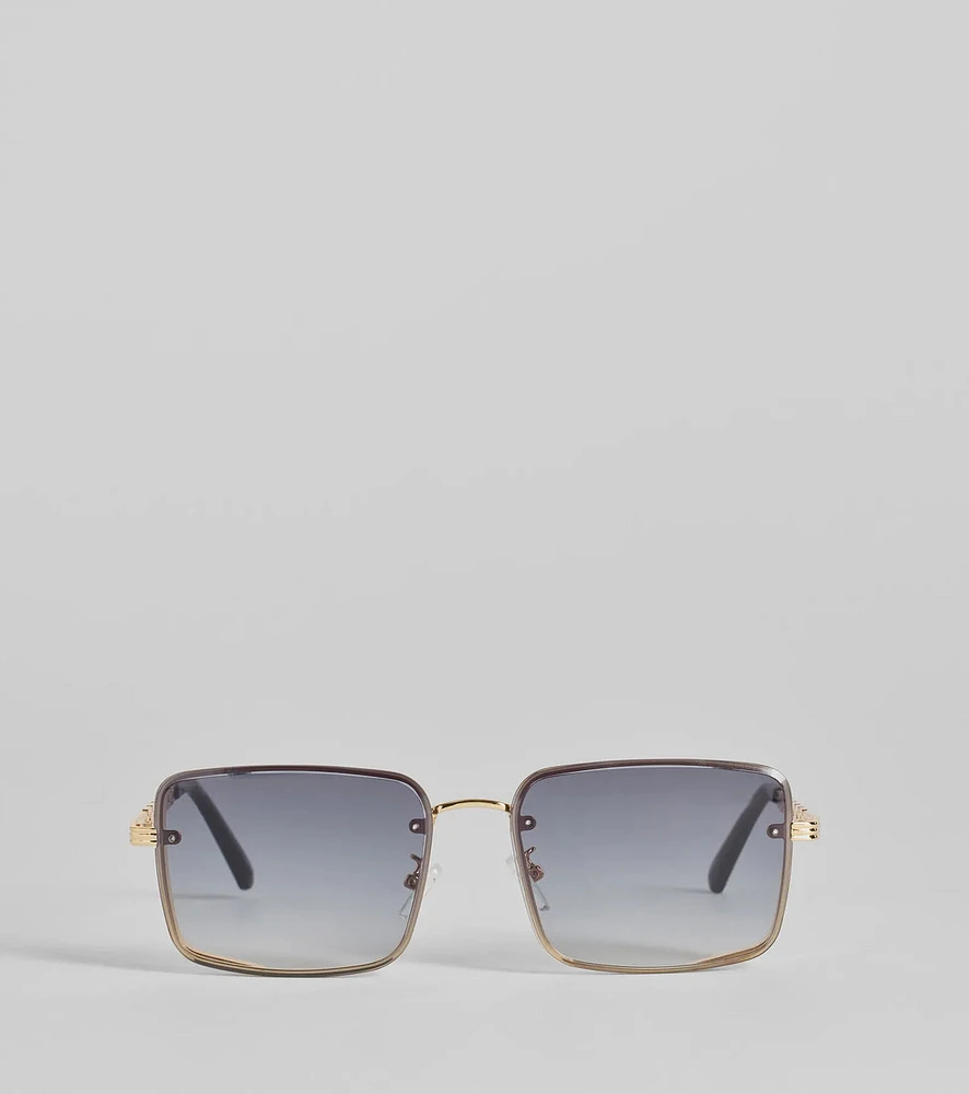 Living Sleek Square Chain Trim Sunglasses