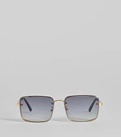 Living Sleek Square Chain Trim Sunglasses