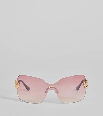 Stole Your Heart Charms Shield Sunglasses