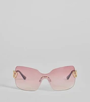 Stole Your Heart Charms Shield Sunglasses