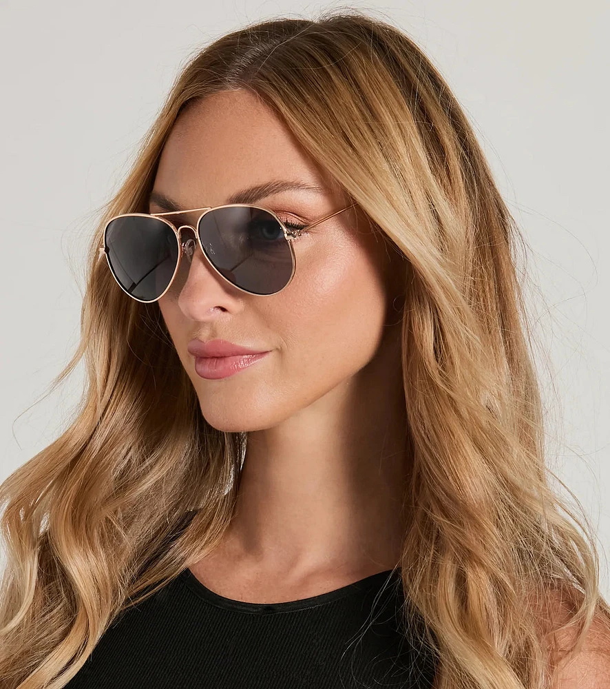 Coolest Look Aviator Metal Sunglasses