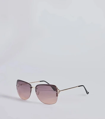 Level Up Rimless Rectangle Sunglasses