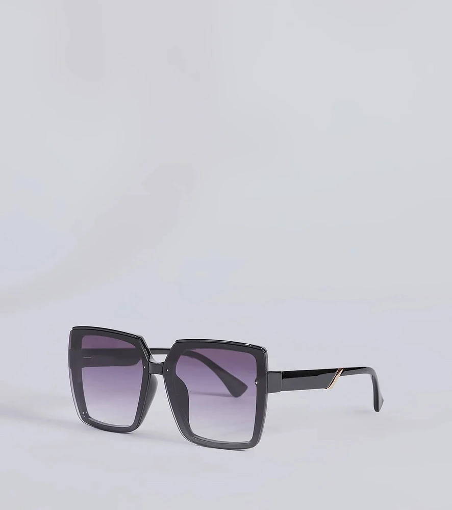 So Sleek Oversized Rectangle Sunglasses