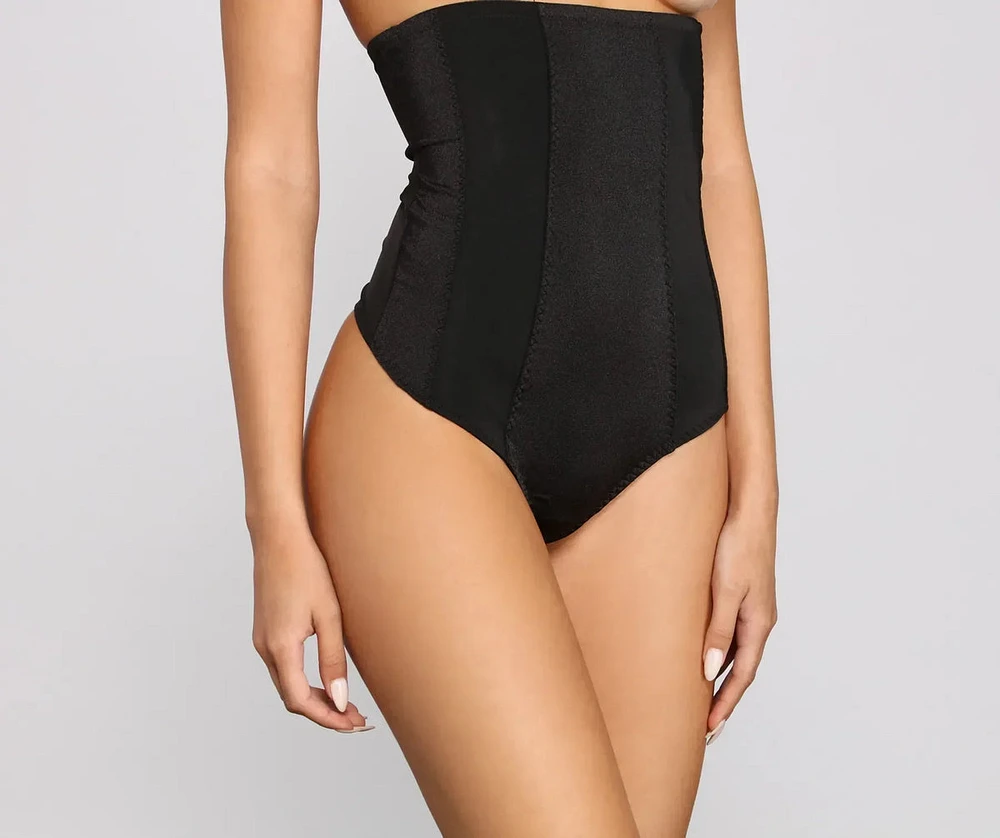 Mesh Insert High Waist Shaper Thong