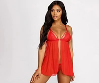 Dream Girl Red Lace Babydoll And Panty Set