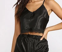 Satin Stunner PJ Crop Top and Shorts