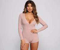 Cute and Chill Ribbed Knit Pajama Romper