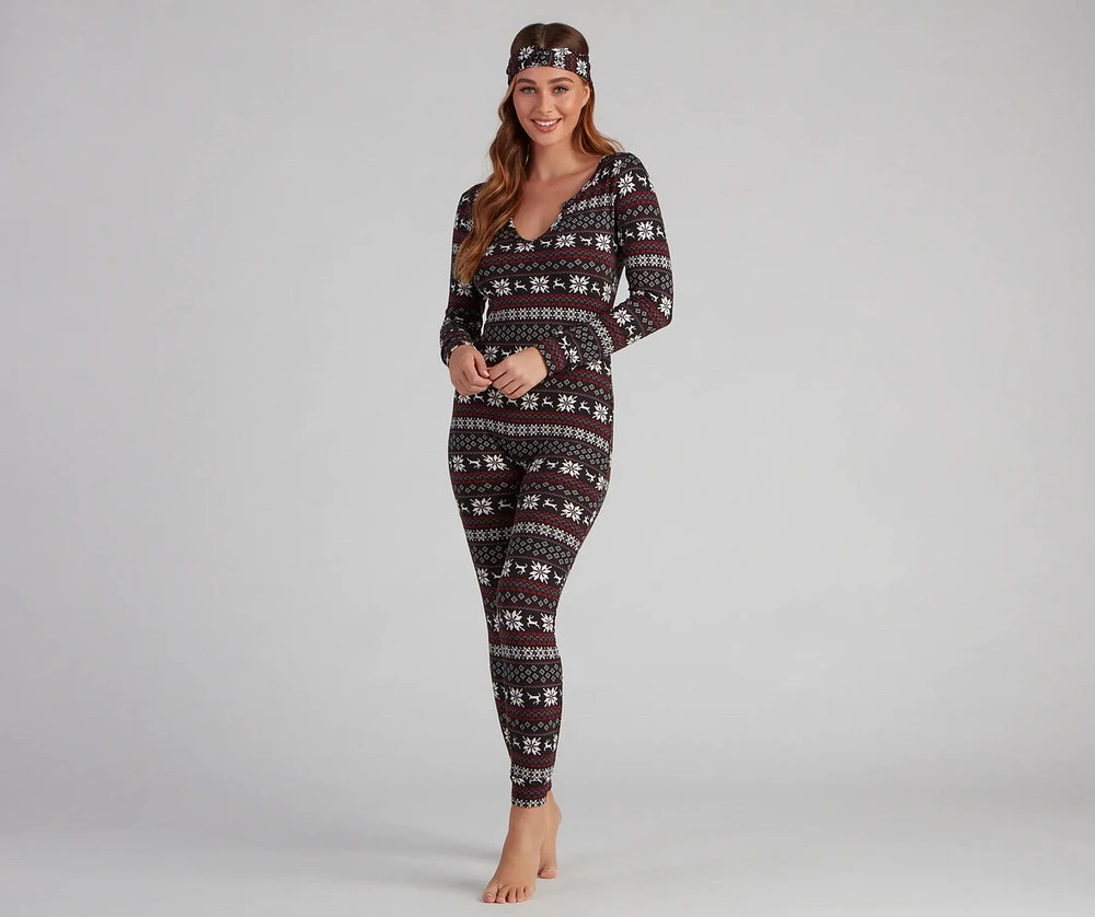 Wish Come True Fair Isle Cozy Onesie And Headband Set