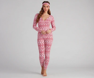 Wish List Fair Isle Cozy Onesie And Headband Set