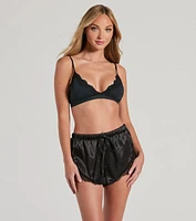 Say I Do Silky Satin And Lace Shorts