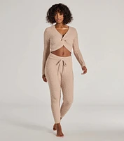 Cozy Life Chenille Knit Twist-Front Crop Top