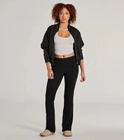 Casual Trend Knit Fold-Over Flare Pants