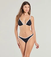 Retro Chic Contrast Trim Bikini Top