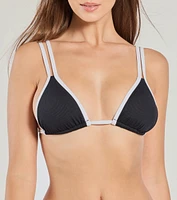 Retro Chic Contrast Trim Bikini Top