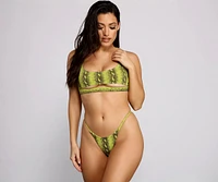 Neon Drama Snake Print Swim Bottoms