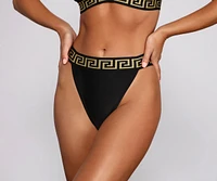 Chic Greek Key High Waist Bikini Bottoms