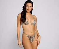 Stunning And Sultry Snake Print Swim Bottoms