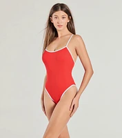 Babe Alert Scoop Neck One-Piece Swimsuit